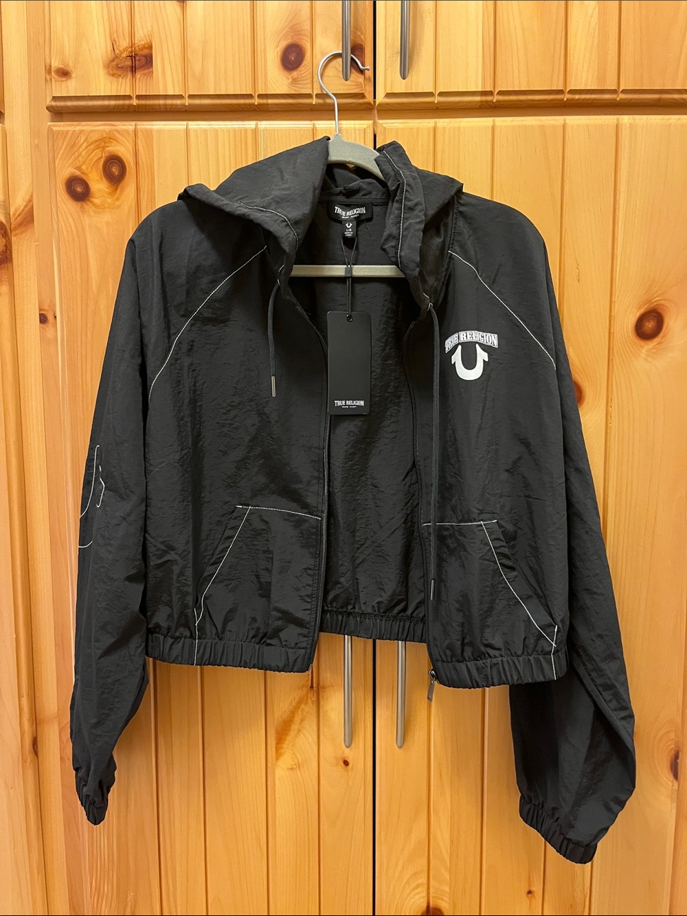 True Religion Black Cropped Windbreaker Jacket